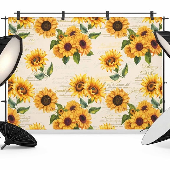 Vintage Sunflower Backdrop for Photography,Fabric Photo Background Backdrop,Yellow Flowers Summer Botanical Retro Art Photo Booth Background for Portrait Photoshoot Video Wedding Studio Banner 8x6ft