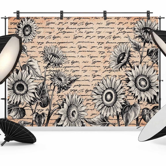 Vintage Sunflower Backdrop for Photoshoot,Photography Photo Studio Background Wall Backdrop,Farmhouse Country Floral Plant Back Drop Banner Panel for Portraits Wedding Party Live Streaming 10x8Ft