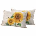 thumbnail image 1 of Vintage Sunflower Bee Pillow Covers 2 Pack Yellow Floral Wood Grain Farmhouse Pillowcase Waterproof Outdoor Throw Pillow Cover for Patio Balcony Rectangular Cushion 20”x12”, 1 of 9