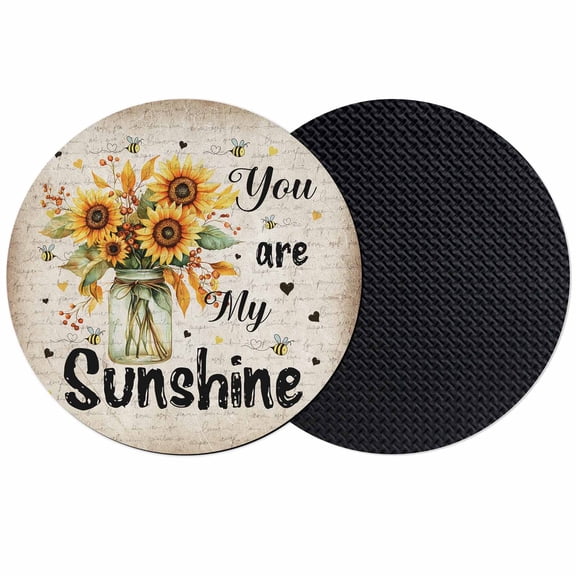 Vintage Sunflower Coasters for Drinks,Absorbent Non Slip Rubber Drink Coasters Set of 2 for Cup,Table,Bar,Home Decor, You Are My Sunshine Love Quotes
