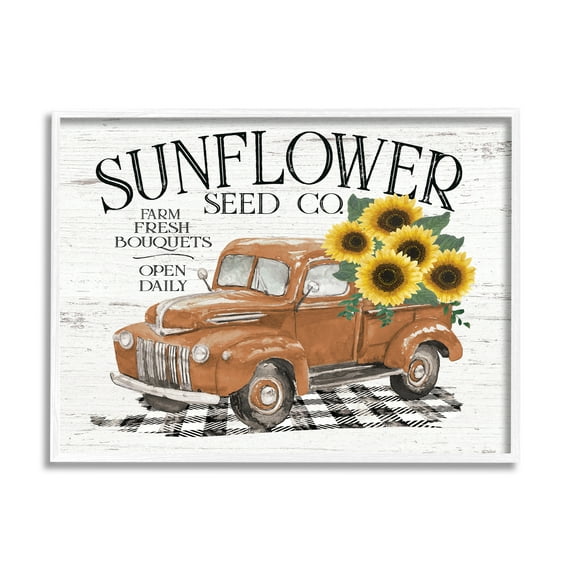 Vintage Sunflower Seed Co. Advertisement Red Farm Truck Transportation Graphic Art Framed Art Print Wall Art