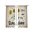 thumbnail image 1 of Vintage Sunflower Sheer Curtains 72 inches Long 2 Panels Set You Are My Sunshine Distressed Farmhouse Sheer Window Curtain Rod Pocket Voile Drapes for Living Room/Bedroom, Each 52" W x 72" L, 1 of 7