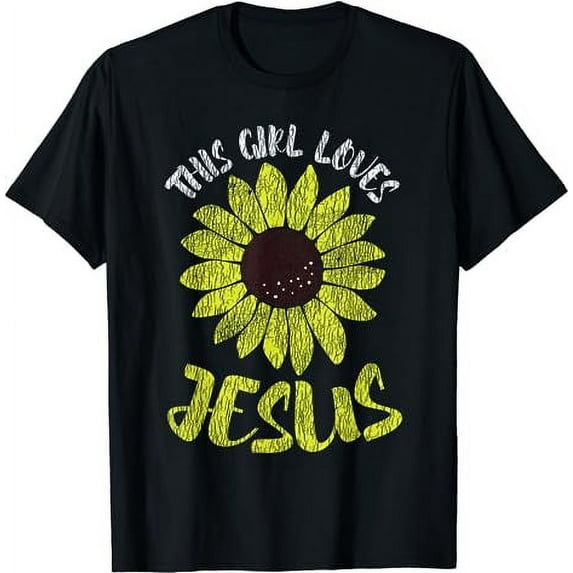 Vintage Sunflower This Girl Loves Jesus Women Christian T-Shirt