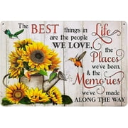 Vintage Sunflower Tin Signs Birds And Butterfly Funny Inspiration Quotes Farmhouse Home Wall Decor Metal Signs 8X12 Inch