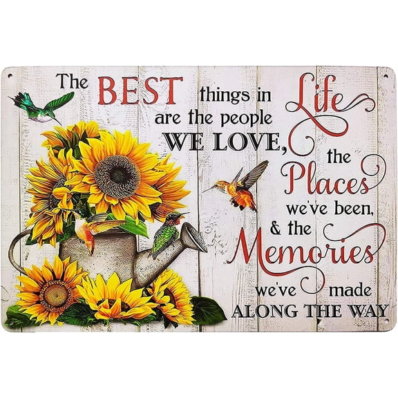 8X12 Inch Vintage Sunflower Tin Signs Birds And Butterfly Funny Inspiration Quotes Farmhouse Home Wall Decor Metal Signs