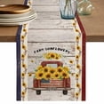 thumbnail image 1 of Vintage Sunflower Truck Table Runner, Wooden Yellow Summer Botanical Floral Cotton Linen Table Runners 72 Inches Long, Dresser Scarf Runner for Dining/Coffee/Kitchen/TV Stands/Cabinets 13''x72'', 1 of 9