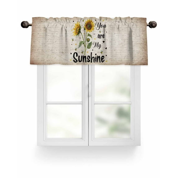 Vintage Sunflower Valances for Windows You Are My Sunshine Distressed Farmhouse Valance Rod Pocket Short Window Treatments Curtains for Kitchen Bathroom Living Room Bedroom, 42 x 12 Inch