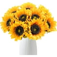 thumbnail image 1 of Vintage Sunflowers Artificial Flowers 7 Pcs Faux Silk Sunflowers Bouquet Fake Real Touch Long Stems Floral for Wedding Party Centerpieces Home Decoration(Gold), 1 of 4