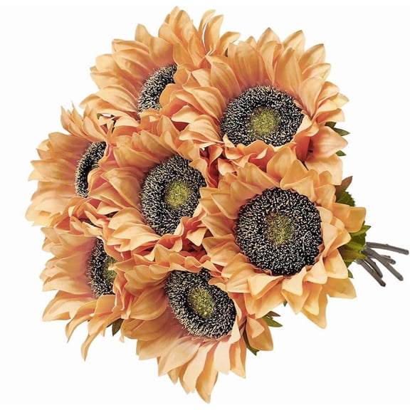 Vintage Sunflowers Artificial Flowers, Fake Silk Sunflower with Stem Vintage Fall Sunflower Decorations for Autumn Home Wedding Party Birthday Bulk Single 6pcs