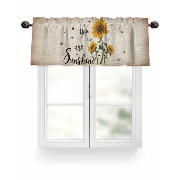Vintage Sunflowers Bee Kitchen Valances for Windows You Are My Sunshine Love Quotes Valance Curtains for Kitchen /Living Room/Bedroom/ Bathroom Decor, 54"x18 " ,Rod Pocket 1 Panel,