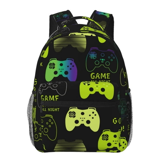 Bright Joysticks Gaming Child School Backpack For Boys Girls,15.7 in F Cool Kids Rucksack Book Bag For Elementary Junior High School College Hiking,Mochila Para Niños Age 3-10