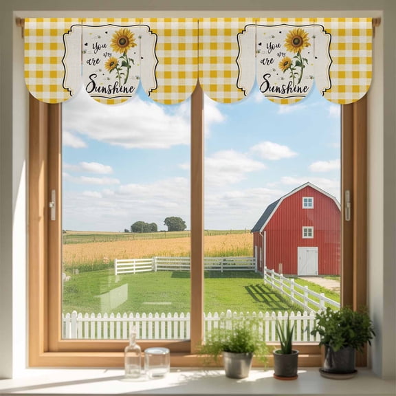 Vintage Sunflowers Door Banner Yellow Plaid You Are My Sunshine Country Small Scalloped Hanging Banner for Door, Hanging Flag Backdrop Decoration for Wall Window Party 3pcs, 8 x 12 Inch