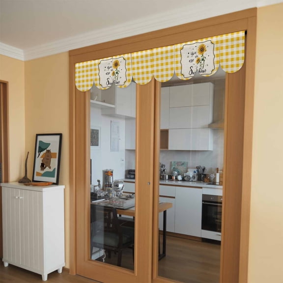 Vintage Sunflowers Door Banner Yellow Plaid You Are My Sunshine Country Small Scalloped Hanging Banner for Door, Hanging Flag Backdrop Decoration for Wall Window Party 4pcs, 8 x 12 Inch