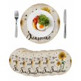 thumbnail image 1 of Vintage Sunflowers Round 13 Inch Placemats Set of 6, Spring Summer Retro Bees Yellow Floral HeatResistant Non Slip Place Mats for Dining Table, Wipeable Braided Kitchen Table Mats for Housewarming, 1 of 9