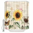 thumbnail image 1 of Vintage Sunflowers Shower Curtain, 36" x 72", Country Floral Pastoral Letter Background Waterproof Bathroom Curtain Washable Shower Curtain Set with 12 Hooks, 1 of 6
