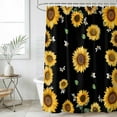 thumbnail image 1 of Vintage Sunflowers Shower Curtain Set, Waterproof Shower Curtains for Bathroom, Elegant Pastoral Botanical Watercolor Washable Fabric Cloth Bath Curtain for Bathtub Decoration with Hooks 60x72 Inches, 1 of 9