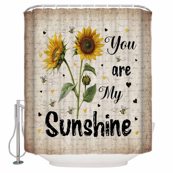 Vintage Sunflowers Shower Curtains for Bathroom Waterproof Fabric Bath Curtains Decor Bath Tub Curtain You Are My Sunshine Farmhouse Floral Decorative Shower Curtain Sets with 12 Hooks, 72x72 Inch
