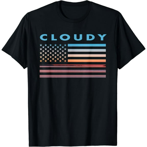 Vintage Sunset American Flag Cloudy, OK T-Shirt