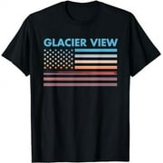 Vintage Sunset American Flag Glacier View, Alaska T-Shirt