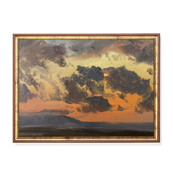 Vintage Sunset Antique Clouds Sky Art Poster Home Decor, 8x12 UNFRAMED