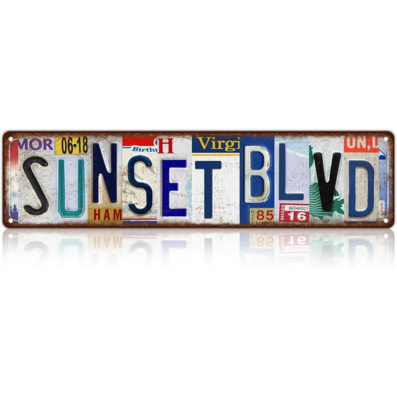 Vintage Sunset Blvd Wall Decor Street Signs Metal Tin Signs 16 x 4 Inches