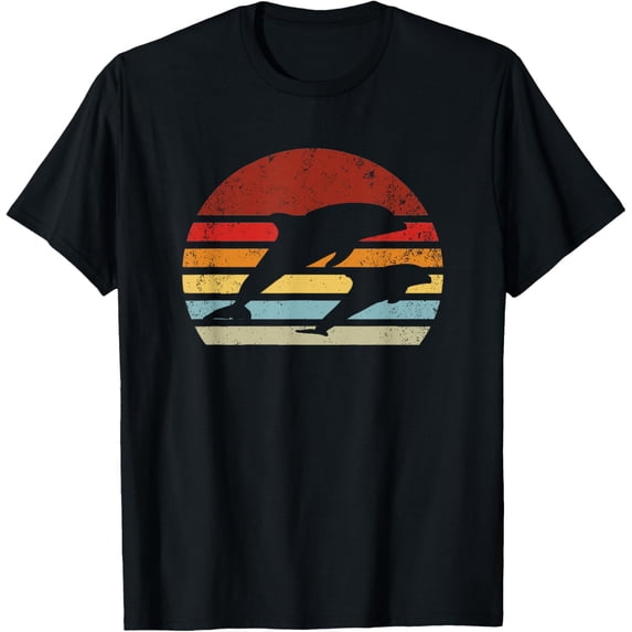 Vintage Sunset Dolphin, Boy Girl Funny T-Shirt
