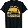 thumbnail image 1 of Vintage Sunset I Have A One Track Mind Train Steam Engines T-Shirt men and women can wear, black, white, gifts, 1 of 4