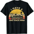 thumbnail image 1 of Vintage Sunset I Have A One Track Mind Train Steam Engines T-Shirt men and women can wear, black, white, gifts, 1 of 7