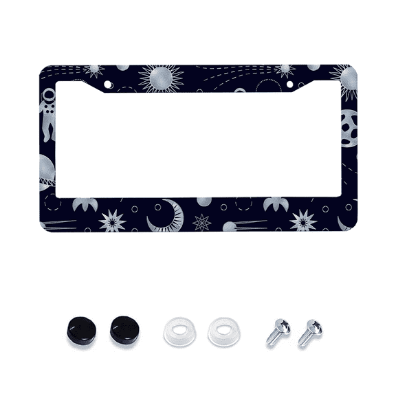 Vintage Sunset Leaf Style License Plate Frames Aluminium Rust-ProofAuto Parts License Plate Trim Screws Fit Standard 2 Hole U.S. License Plate 1 Piece, 12.2 "x 6.3"