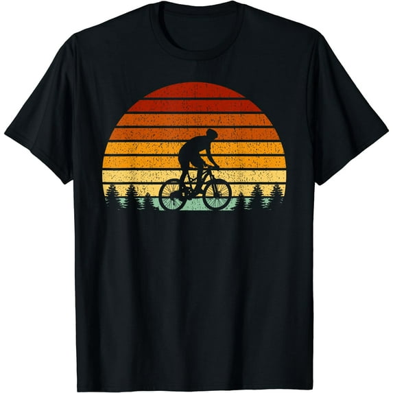 Vintage Sunset Mountain Biking Gift For Mountain Bikers T-Shirt Black 2X-Large