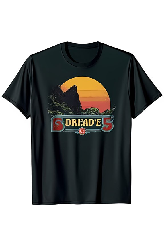 Vintage Sunset Mountain Range T-Shirt Dread E Graphic Tee with Classic Horror Style