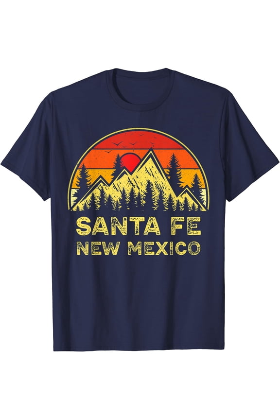 Vintage Sunset Mountains Hiking T-Shirt - Colorful Santa Fe NM Souvenir Design