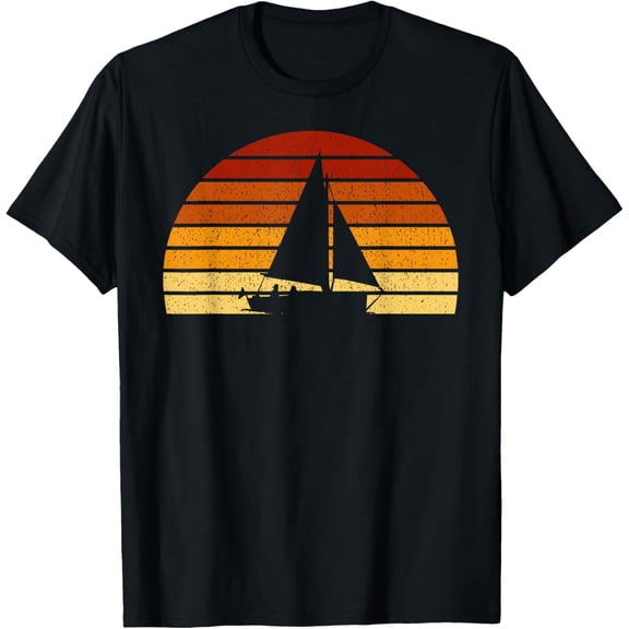 Vintage Sunset Sailing Gift For Sailors and Skippers T-Shirt