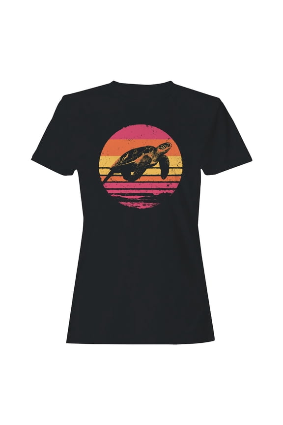 Vintage Sunset Sea Turtle Women's T-shirt