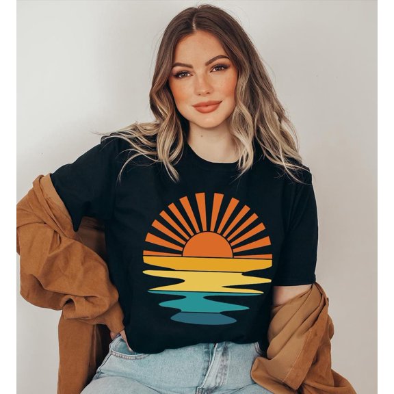 Vintage Sunset Shirt, Retro Sunrise Shirt, Beach Vibes Shirt, Sunshine Shirt For Women, Sun Rays Tee, Summer Vibes Shirt Sweatshirt All Size S-5XL