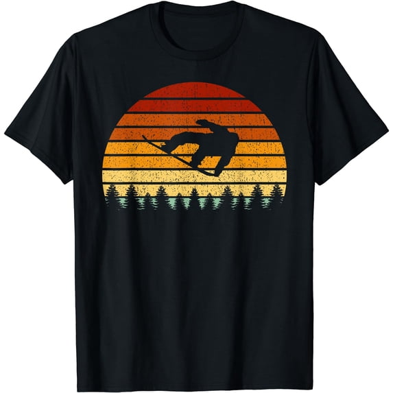 Vintage Sunset Snowboarding Gift For Snowboarders T-Shirt Black 3X-Large