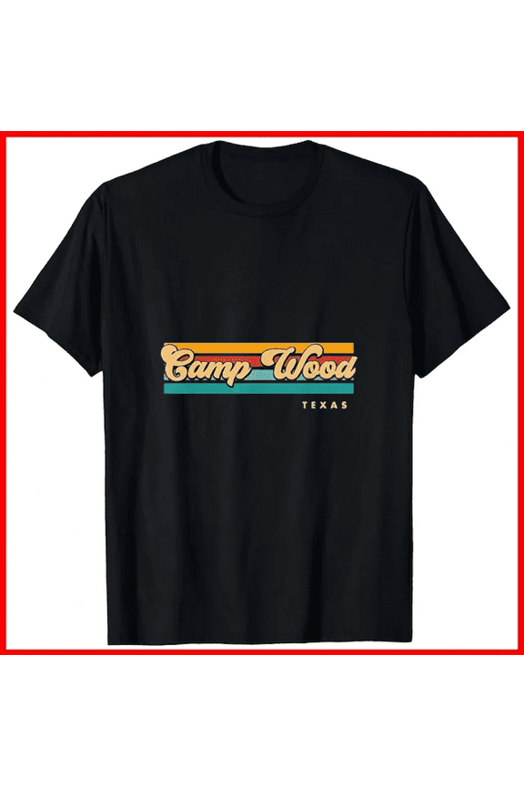 Vintage Sunset Stripes Camp Wood Texas Southern Vacation Souvenir Unisex T-Shirt B0878, up to size 5XL