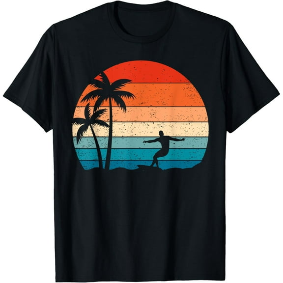 Vintage Sunset palm Surfer Retro Surfing Beach Surf T-Shirt