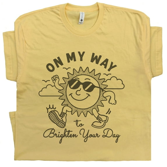Vintage Sunshine T Shirt For Women Men Cute Ladies Retro Graphic Shirts Hello Sunshine Positive Vibes On My Way To Brighten Your Day