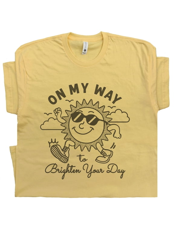 Vintage Sunshine T Shirt For Women Men Cute Ladies Retro Graphic Shirts Hello Sunshine Positive Vibes On My Way To Brighten Your Day