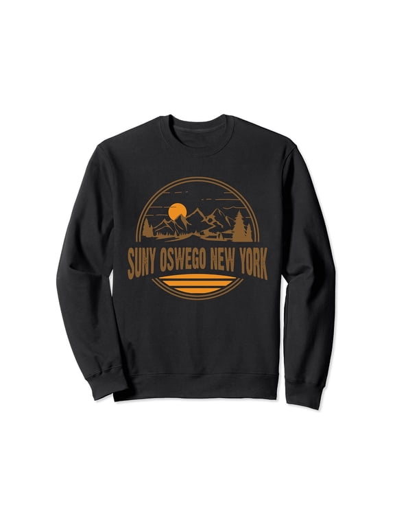 Vintage Suny Oswego New York Mountain Hiking Souvenir Print Sweatshirt