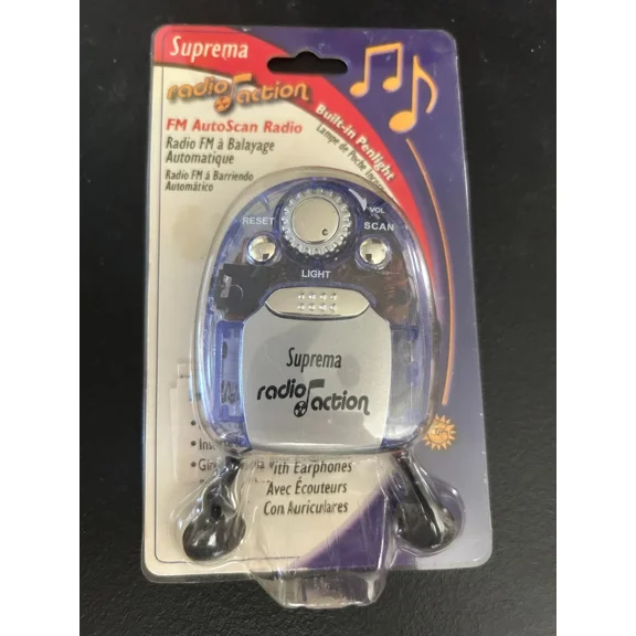Vintage Suprema Radio Action Fm Autoscan Radio Purple Penlight Brand New