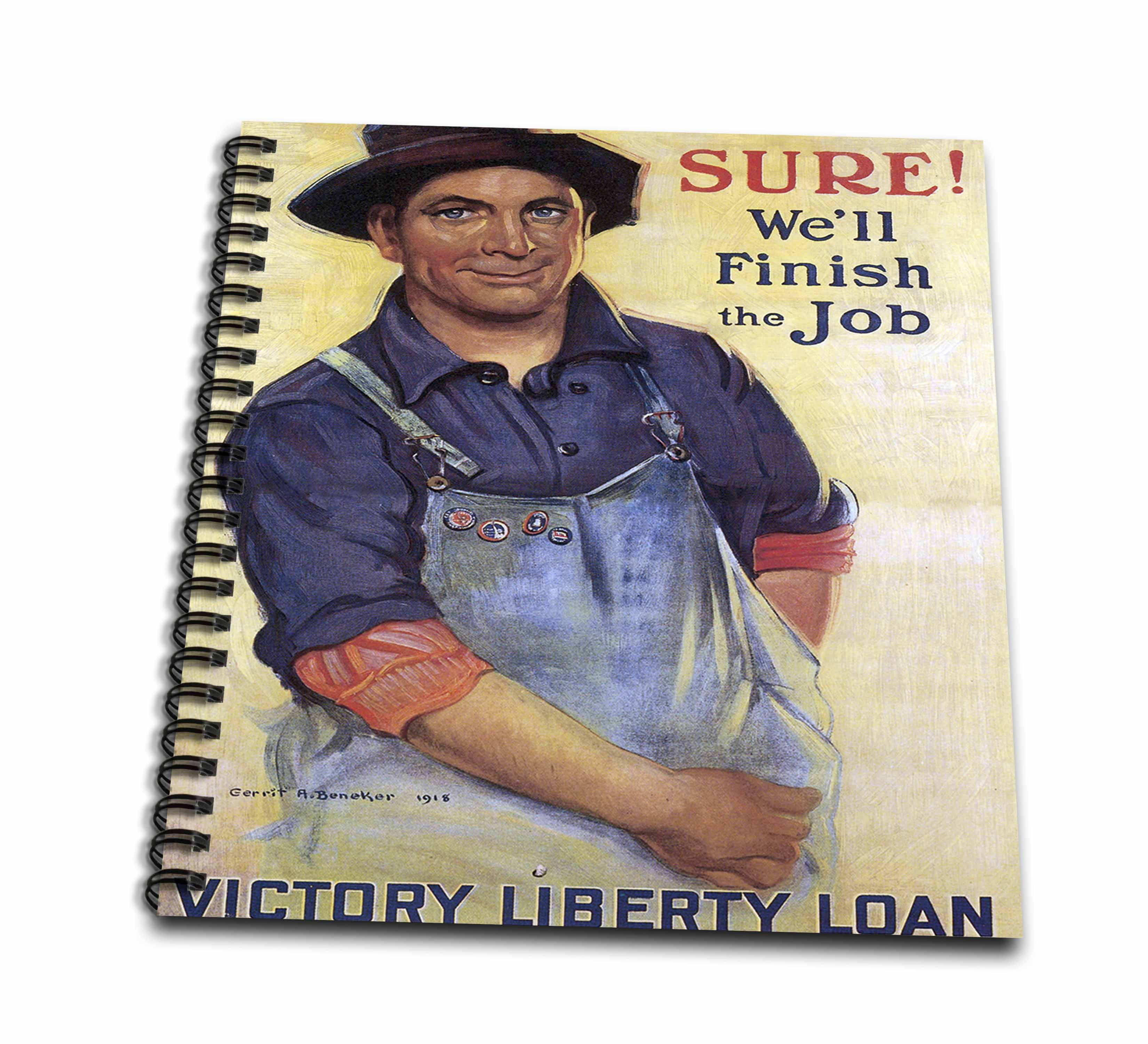 3dRose, Vintage Sure Well Finish The Job Victory Liberty Loan Poster, Memory Book 12 x 12 inch