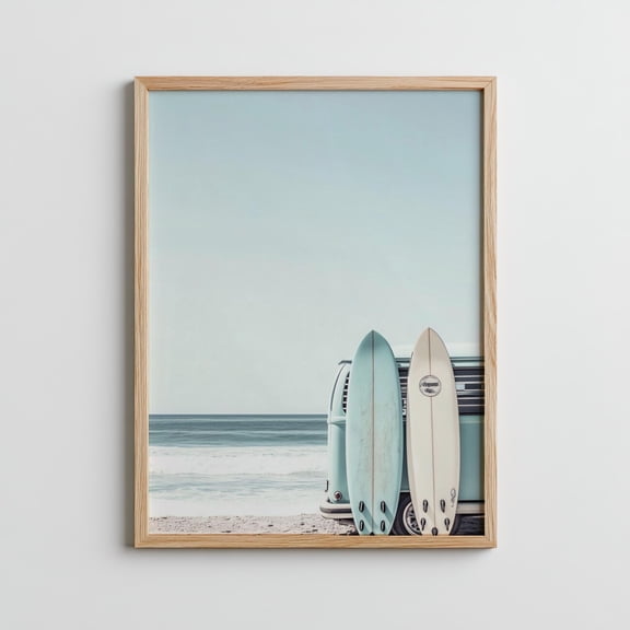 Vintage Surf Art Boho Camper Van Coastal Beach Decor Home Decor Office Wall Art Living Room Decor, Paper Poster Only