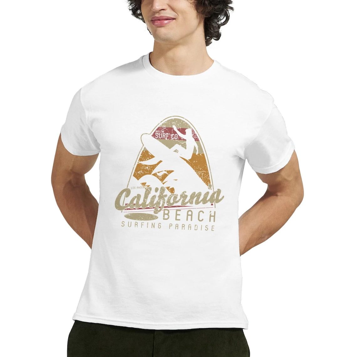 Vintage Surf Beach Graphic T-Shirt Summer Ocean Wave Surfer Style Casual Graphic Tee