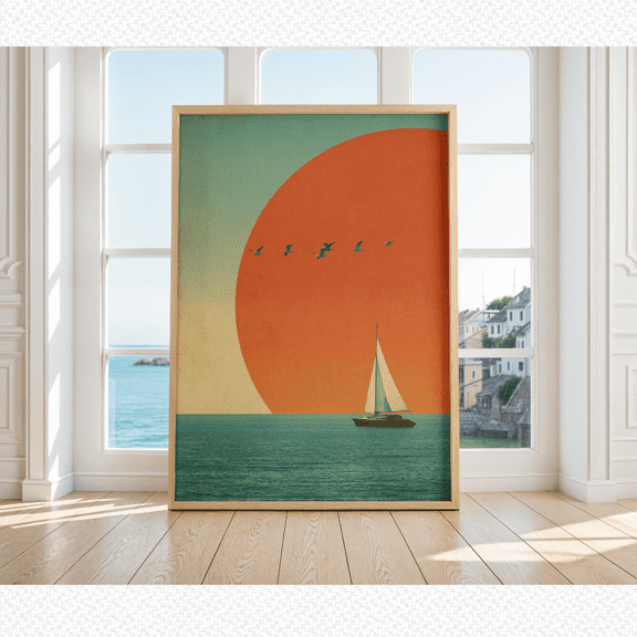 Vintage Surf Poster, Bohemian Beach Decorminimalistic Poster,, Poster Only, Poster Home Decor, Poster Only