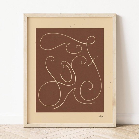 Vintage Surf Script Art Print Minimalist Boho Beach Decor, Unframed Paper Print