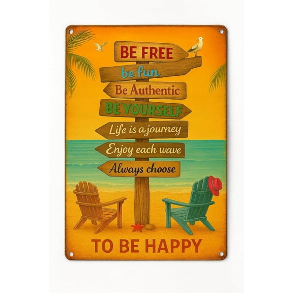 Vintage Surfboard Metal Sign, Retro Beach Wall Art Decor for Kitchen, Outdoor Spaces, or Beach-Themed Rooms