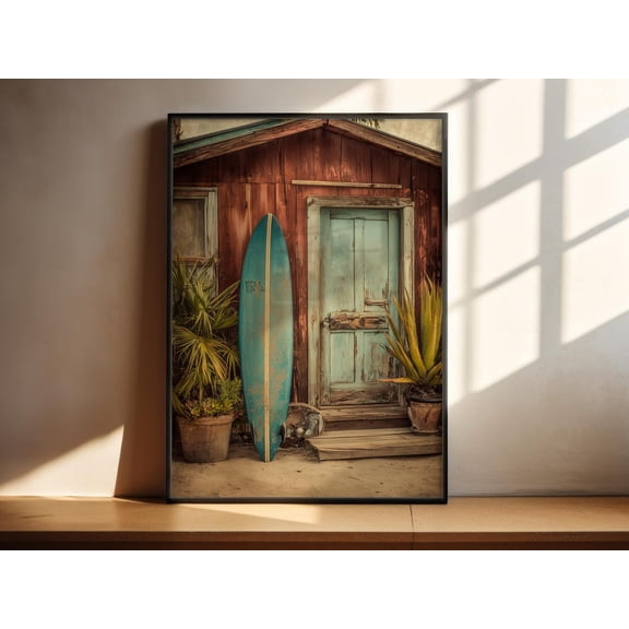Vintage Surfboard Print Coastal Wall Art Surf Shack Beach House Decor Retro Surf Art, Unframed Paper Print