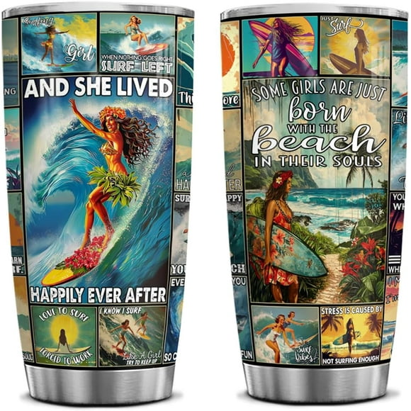 Vintage Surfing 20 Oz Tumbler, Surfer Gifts For Women, Surf Girls Hawaii, Surfing Gifts, Cool Gifts For Surfers, Surfer Room Decor, Surf Coffee Mug, Surfing Cup, Surfing Stuff